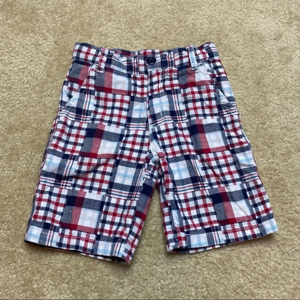 Gymboree Little Boys Red White & Blue Checkered Shorts Size 4